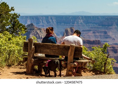 Couple Looking At Grand Canyon North Rim