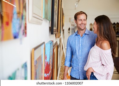 Couple Looking Paintings Art Gallery Together Stock Photo 1106002007
