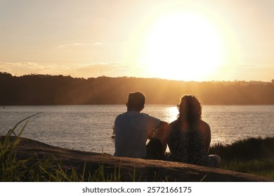 A couple looking at the sunset 