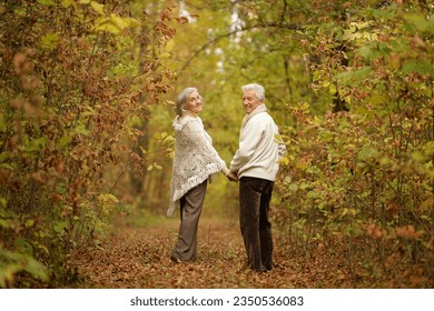 Couple in love holding hands on a walk in the park in autumn. High quality photo - Powered by Shutterstock