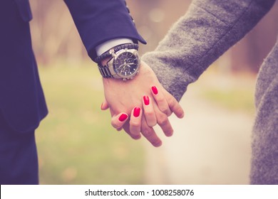 Couple Holding Hands Watch Images Stock Photos Vectors Shutterstock #love couple poses #couple goals couple photography. https www shutterstock com image photo couple love holding hands park outdoor 1008258076