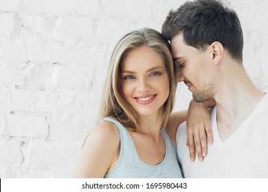 Couple In Love Man And Woman Together Casual Natural Portrait Happy Together