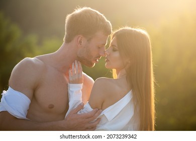 Couple In Love, Sensual Lovers Hugging And Embracing.