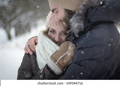 Couple In Love At Winter Park.