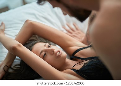 Couple Making Love, Young Man And Woman Pleasure In Sex
