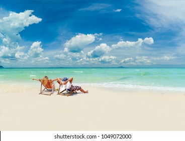 Couple On The Beach At Tropical Resort On Phi Phi Island