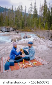 Couple On Vacation Canadian Rockies, Couple By Emerald Lake