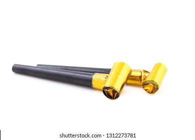 Couple Of Party Horn Blowers In Yellow/gold And Black