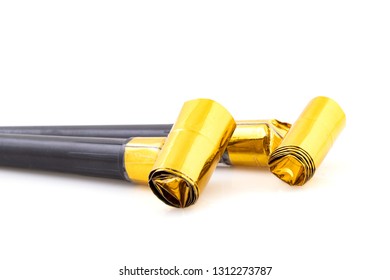 Couple Of Party Horn Blowers In Yellow/gold And Black