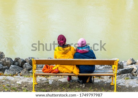 Similar – Image, Stock Photo on the yellow bench