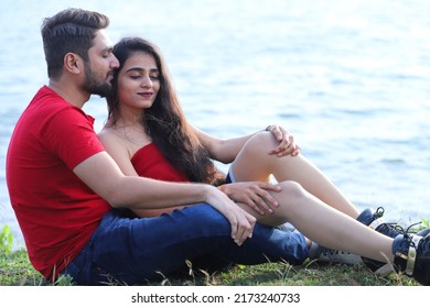 Couple Photo Shoot In Red Clothes At Outdoor