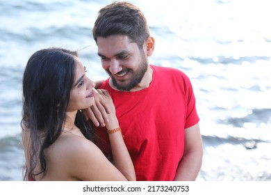 Couple Photo Shoot In Red Clothes At Outdoor