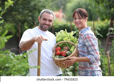 Couple Picking Vegetables