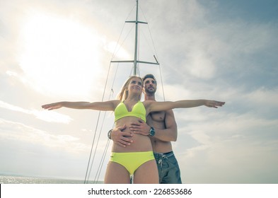 couple playing the boat