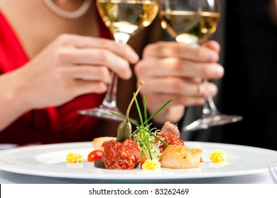 Couple for romantic Dinner or lunch in a gourmet restaurant