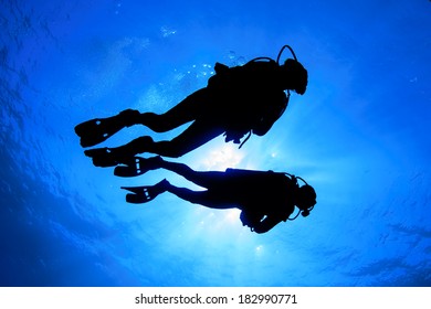 Couple Scuba Diving Silhouette Stock Photo 182990771 | Shutterstock