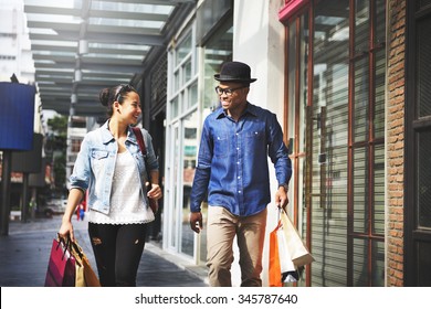 Couple Shopping Outdoors Store Lifestyle Concept