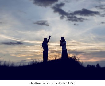 Couple Silhouette Breaking Relation Stock Photo 454941775 | Shutterstock