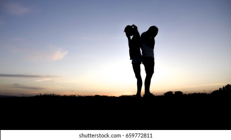 A Couple Silhouette Breaking Up A Relation