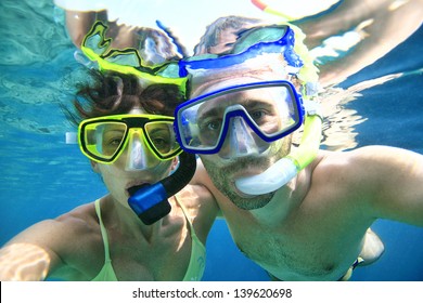 Couple With Snorkeling Equipment 