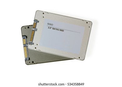 Couple Solid State SATA Drives On The White Background, Two SSD