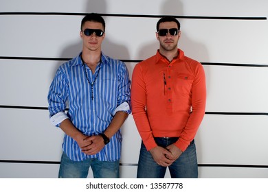 a couple of suspicious delinquents in police station in line up