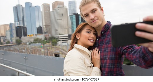 Couple Taking Selfie Melbourne City