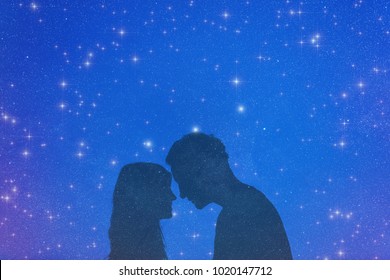 Couple Under The Milky Way Stars. My Astronomy Work.