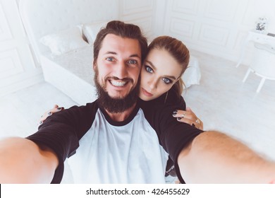 Couple In Venice, Eating Ice Cream Taking Selfie Self-portrait Photo On Vacation Travel In Italy. Smiling Happy Asian Woman And Caucasian Man In Love Having Fun Eating Italian Gelato Food Outdoors.