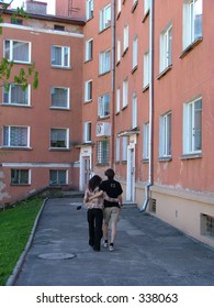 a couple walking