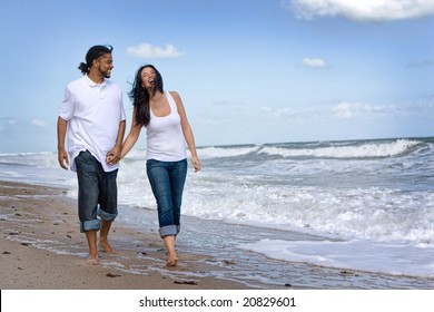 Couple walking on a beach