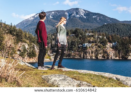 Similar – Image, Stock Photo Girl. City. mountain