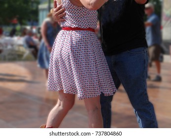 Couples Dancing To Zydeco Blues Music  At The  4th Of July Weekend Blues Festival In  Portland,  Oregon