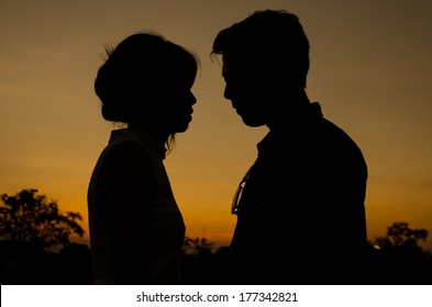 Couples with the sunset
