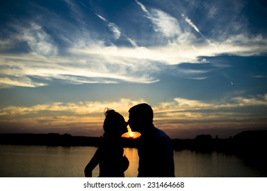 Couples with the sunset