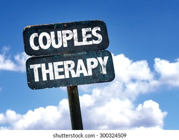 Couples Therapy sign with sky background