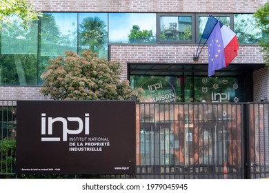 Courbevoie, France - May 22, 2021: Exterior view of the head office of the INPI, National Institute of Industrial Property, French public institution in charge of trademarks, models and patents