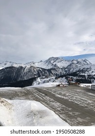 Courchevel Airport With Mountain Background