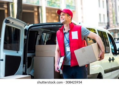 Courier Delivering Package By Van - Powered by Shutterstock