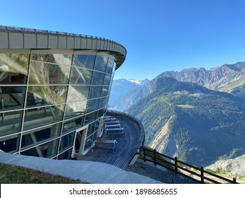 Courmayeur, Italy – August 22, 2020: The restaurant at Skyway Monte Bianco