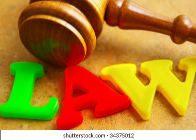 Court Gavel With Play Letters Spelling 