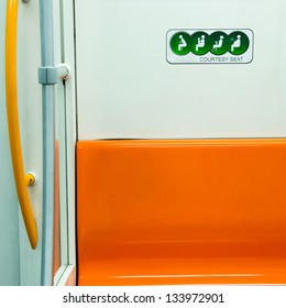 Courtesty Seat In A  Modern Subway Car, Which Nearby The Door.