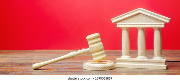 Courthouse And Gavel. International Court. Protection Of Business Interests And Human Rights. Intellectual Property. Justice And Legitimacy. Lawmaking. Judicial System. Judge's Hammer. Copy Space