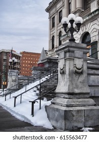 courthouse steps in winter  