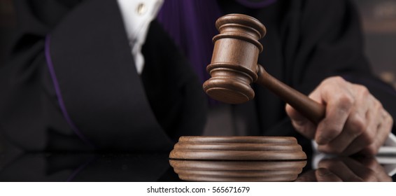 Courtroom, Judge, Male Judge In Black Mirror Background