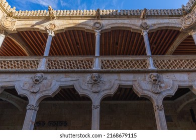 Courtyard of the Casa de las Conchas in the city of Salamanca, in Spain