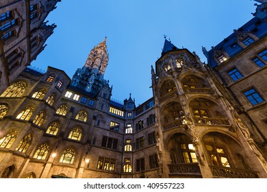 Courtyard Of City Hall In Munich At Winter Time