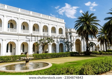 Courtyard of the Falaknuma palace, Hyderabad, Telangana, India, Asia