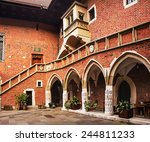Courtyard at the famous Jagiellonian University in Cracow, Poland