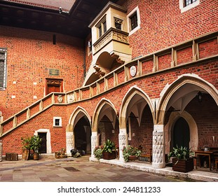 Courtyard At The Famous Jagiellonian University In Cracow, Poland